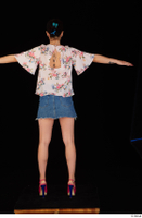  Lady Dee blossom top blue jeans skirt pink high heels standing t poses whole body 0005.jpg
